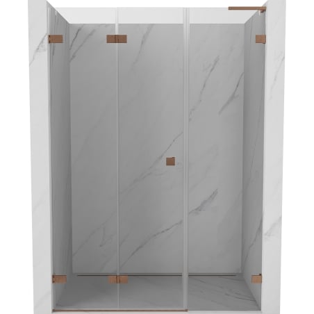 Mexen Lunar-F L drzwi prysznicowe składane lewe 120 cm, transparent, miedź szczotkowana - 836SL-120-050-65-00-L