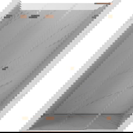 Mexen Lunar-F L porta doccia pieghevole sinistra 145 cm, trasparente, rame spazzolato - 836SL-145-050-65-00-L