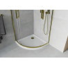 Mexen Rio halbrunde Duschkabine 80 x 80 cm, transparent, gold + Flache Duschwanne, weiß - 863-080-080-50-00-4110G