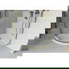 Mexen Rio halvcirkelformad duschkabin 80 x 80 cm, transparent, guld + Flat duschkar, vit - 863-080-080-50-00-4110G
