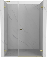 Mexen Lunar-B desna zaokretna tuš vrata 130 cm, prozirna, zlatna - 832S-130-050-50-00-P