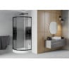 Mexen Rio Semi-Circular Shower Cabin 70 x 70 cm, Black Stripes, Black + Rio Tray, White - 863-070-070-70-20-4710