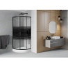 Mexen Rio cabina doccia semicircolare 70 x 70 cm, fasce nere, nera + piatto doccia, bianco - 863-070-070-70-20-4710