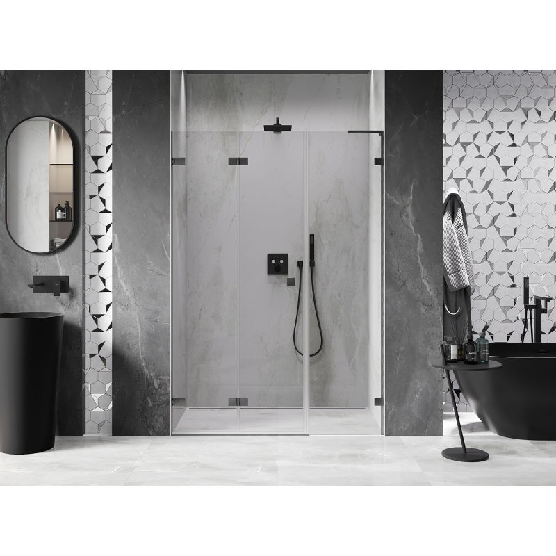 Mexen Lunar-F L folding shower door left 130 cm, transparent, brushed gun gray - 836SL-130-050-66-00-L