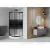 Mexen Rio cabine de douche semi-circulaire 90 x 90 cm, bandes noires, noir + receveur Rio, blanc - 863-090-090-70-20-4710