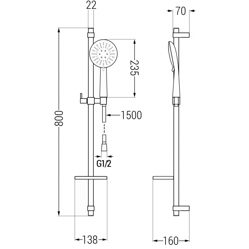 Mexen DQ67 set doccia scorrevole, cromo - 785674581-00