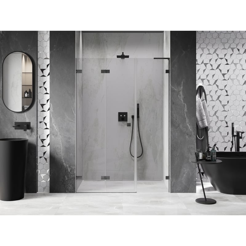 Mexen Lunar-F L porte de douche pliable gauche 150 cm, transparent, gris pistolet brossé - 836SL-150-050-66-00-L