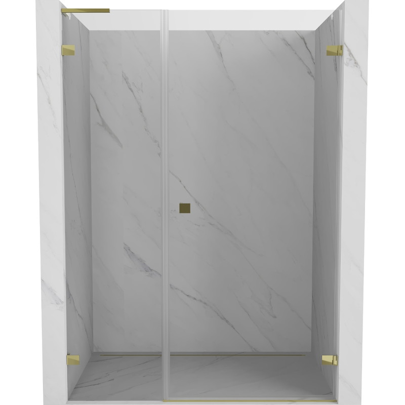 Mexen Lunar-B L dušiukse parempoolne avanev 130 cm, läbipaistev, kuldne - 832SL-130-050-50-00-P