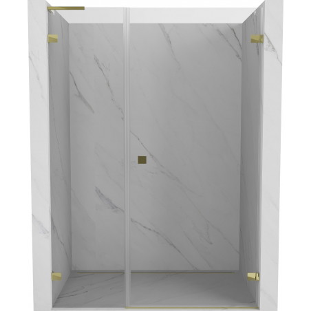 Mexen Lunar-B L dušiukse parempoolne avanev 130 cm, läbipaistev, kuldne - 832SL-130-050-50-00-P