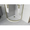 Mexen Rio kaarekujuline dušinurk 80 x 80 cm, valged triibud, kuldne + Flat alus, valge - 863-080-080-50-20-4110G