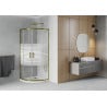 Mexen Rio semi-circular shower cabin 80 x 80 cm, white stripes, gold + Flat tray, white - 863-080-080-50-20-4110G