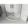 Mexen Rio semicircular shower cabin 90 x 90 cm, white stripes, gold + Flat tray, white - 863-090-090-50-20-4110G