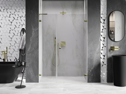 Mexen Lunar-B L zakretna desna tuš vrata 150 cm, prozirna, zlatna - 832SL-150-050-50-00-P