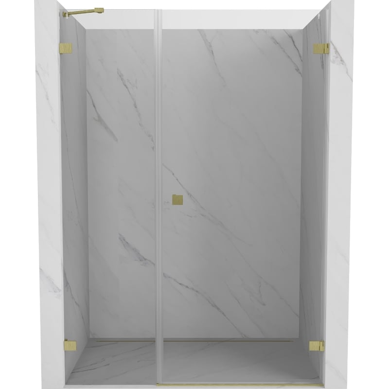 Mexen Lunar-B hinged right shower door 130 cm, transparent, brushed gold - 832S-130-050-55-00-P