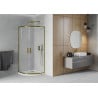 Mexen Rio Duschkabine halbrund 80 x 80 cm, Milchglas, Gold + Duschwanne Flat, Weiß - 863-080-080-50-30-4110G