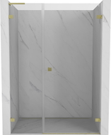 Mexen Lunar-B L desna zakretna tuš vrata 130 cm, prozirna, zlatna brušena - 832SL-130-050-55-00-P