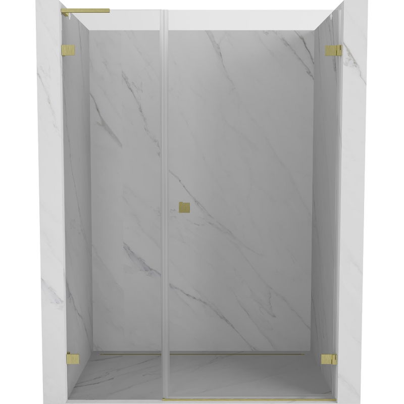 Mexen Lunar-B L Duschabtrennung, schwenkbare rechte Tür 140 cm, transparent, gebürstetes Gold - 832SL-140-050-55-00-P