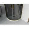 Mexen Rio Duschkabine Halbkreis 80 x 80 cm, grafit, gold + Duschwanne Flat, weiß - 863-080-080-50-40-4110G