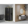 Mexen Rio Duschkabine Halbkreis 80 x 80 cm, grafit, gold + Duschwanne Flat, weiß - 863-080-080-50-40-4110G
