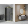 Mexen Rio Duschkabine Halbkreis 80 x 80 cm, grafit, gold + Duschwanne Flat, weiß - 863-080-080-50-40-4110G