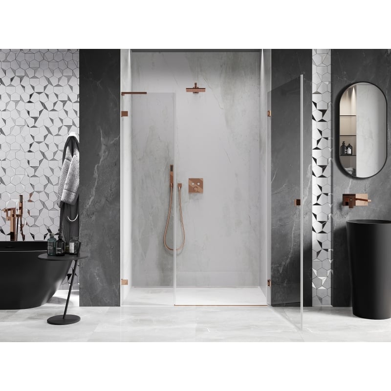 Mexen Lunar-B L Right-Sided Hinged Shower Door 115 cm, Transparent, Rose Gold - 832SL-115-050-60-00-P