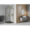 Mexen Rio cabine de douche semi-circulaire 80 x 80 cm, transparent, or + bac Flat, noir - 863-080-080-50-00-4170G