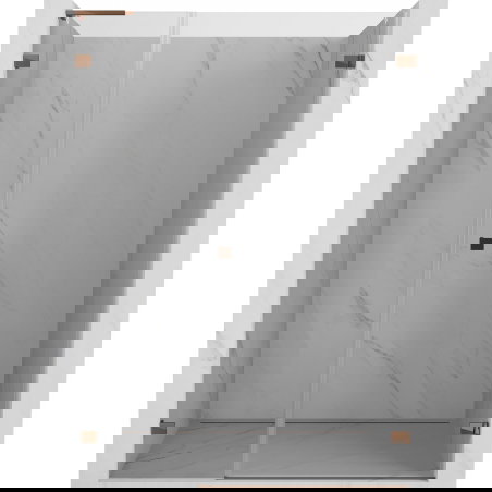 Mexen Lunar-B L δεξιά ανοιγόμενη πόρτα ντους 140 cm, διάφανη, ροζ χρυσό