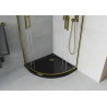 Mexen Rio Halbrunde Duschkabine 90 x 90 cm, transparent, gold + Duschwanne Flat, schwarz - 863-090-090-50-00-4170G