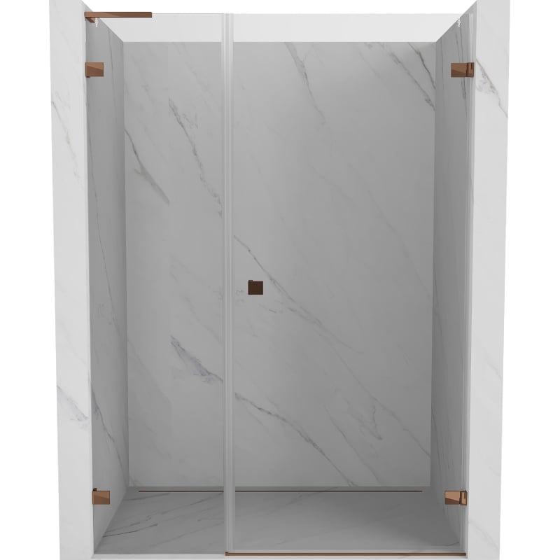 Mexen Lunar-B L desna preklopna tuš vrata 145 cm, prozirna, ružičasto zlato - 832SL-145-050-60-00-P