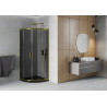 Mexen Rio halfronde douchecabine 80 x 80 cm, grafiet, goud + Flat, zwarte douchebak - 863-080-080-50-40-4170G