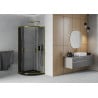 Mexen Rio Duschkabine halbrund 80 x 80 cm, Graphit, Gold + Duschwanne Flat, Schwarz - 863-080-080-50-40-4170G