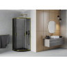Mexen Rio halfronde douchecabine 80 x 80 cm, grafiet, goud + Flat, zwarte douchebak - 863-080-080-50-40-4170G