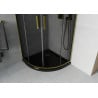 Mexen Rio douchecabine halfrond 90 x 90 cm, grafiet, goud + Flat douchebak, zwart - 863-090-090-50-40-4170G