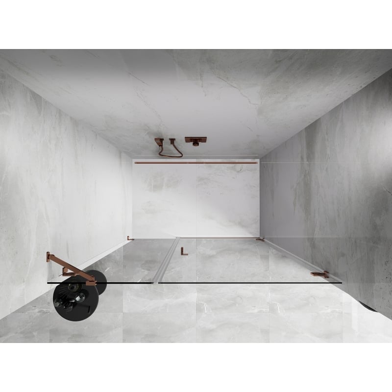 Mexen Lunar-B porte de douche pivotante droite 145 cm, transparent, or rose - 832S-145-050-60-00-P