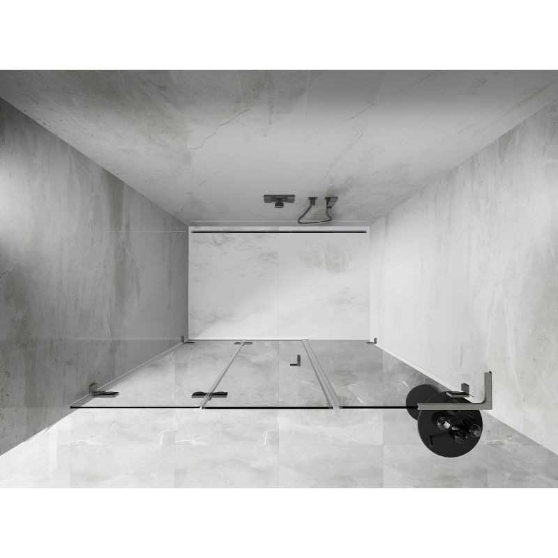 Mexen Lunar-F L porte de douche pliante gauche 140 cm, transparent, nickel brossé - 836SL-140-050-97-00-L