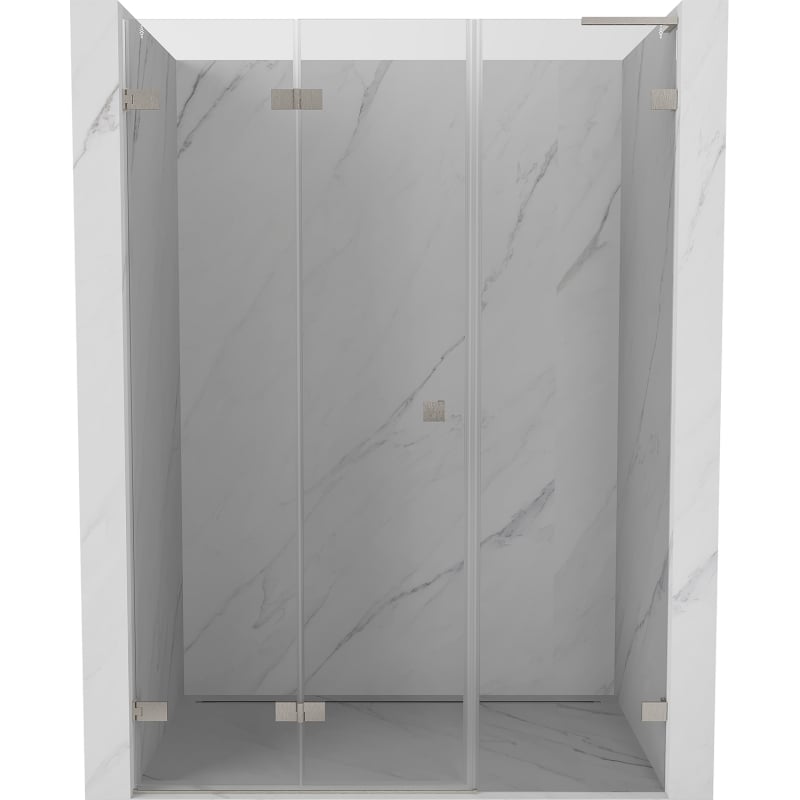 Mexen Lunar-F L drzwi prysznicowe składane lewe 145 cm, transparent, nikiel szczotkowany - 836SL-145-050-97-00-L