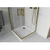 Mexen Rio cabine de douche carrée 90 x 90 cm, transparente, dorée + receveur Flat, blanc - 860-090-090-50-00-4010G