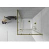 Mexen Rio cabine de douche carrée 90 x 90 cm, transparente, dorée + receveur Flat, blanc - 860-090-090-50-00-4010G