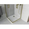 Mexen Rio cabine de douche carrée 90 x 90 cm, transparente, dorée + receveur Flat, blanc - 860-090-090-50-00-4010G