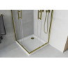 Mexen Rio quadratische Duschkabine 90 x 90 cm, transparent, Gold + Flache Duschwanne, Weiß - 860-090-090-50-00-4010G