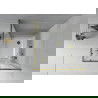 Mexen Rio douchecabine vierkant 70 x 70 cm, witte strepen, goud + Flat douchebak, wit - 860-070-070-50-20-4010G