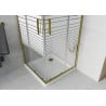 Mexen Rio kabina prysznicowa kwadratowa 80 x 80 cm, białe pasy, złota + brodzik Flat, biały - 860-080-080-50-20-4010G