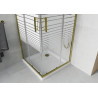 Mexen Rio ruudukujuline dušinurk 80 x 80 cm, valged triibud, kuld + Flat aluskabiin, valge - 860-080-080-50-20-4010G