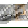 Mexen Rio vierkante douchecabine 80 x 80 cm, witte strepen, goud + Flat douchebak, wit - 860-080-080-50-20-4010G