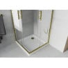 Mexen Rio Duschkabine quadratisch 80 x 80 cm, weiße Streifen, gold + Flat Duschwanne, weiß - 860-080-080-50-20-4010G