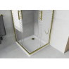 Mexen Rio ruudukujuline dušinurk 80 x 80 cm, valged triibud, kuld + Flat aluskabiin, valge - 860-080-080-50-20-4010G