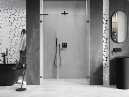 Mexen Lunar-B L draaideur voor douche rechts 130 cm, transparant, geborsteld gun grijs - 832SL-130-050-66-00-P