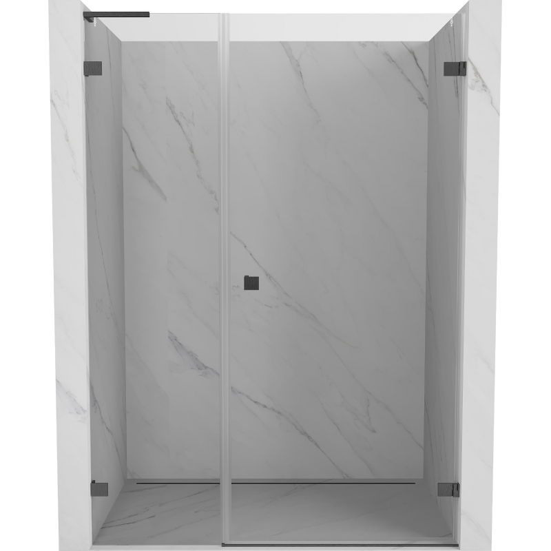 Mexen Lunar-B L douchedeur scharnierend rechts 140 cm, transparant, geborsteld geweergrijs - 832SL-140-050-66-00-P