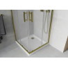 Mexen Rio cabine de douche carrée 70 x 70 cm, verre dépoli, finition dorée + receveur Flat, blanc - 860-070-070-50-30-4010G