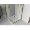 Mexen Rio quadratische Duschkabine 80 x 80 cm, Mattglas, Gold + Duschwanne Flat, Weiß - 860-080-080-50-30-4010G
